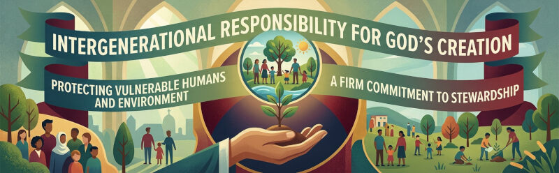 Catholic social teaching emphasizes intergenerational responsibility for God's creation, focusing on protecting vulnerable human beings and the environment.